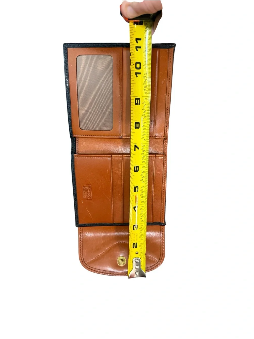 Leather Bifold Wallet with Contrast Trim - Black and Caramel